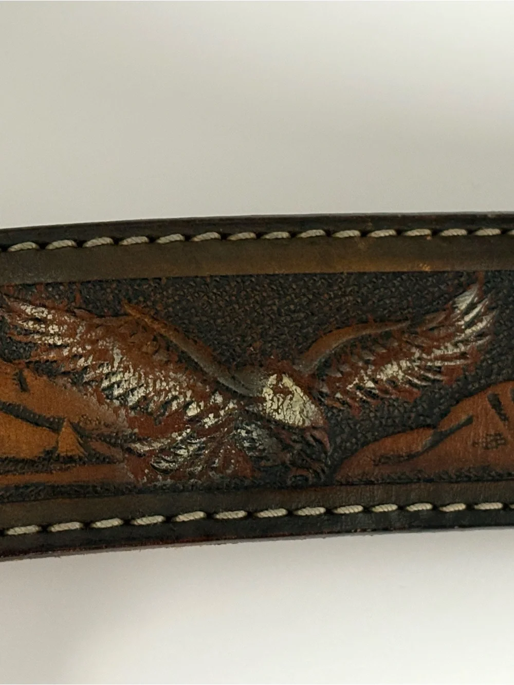 Vintage Western Full Grain Cowhide Belt in Rich Brown